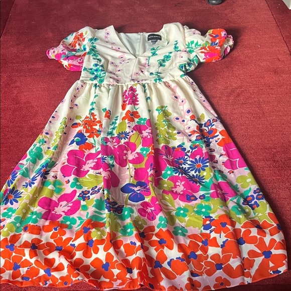 Donna Morgan Floral Puff-Sleeve Midi Dress - Picture 2 of 9